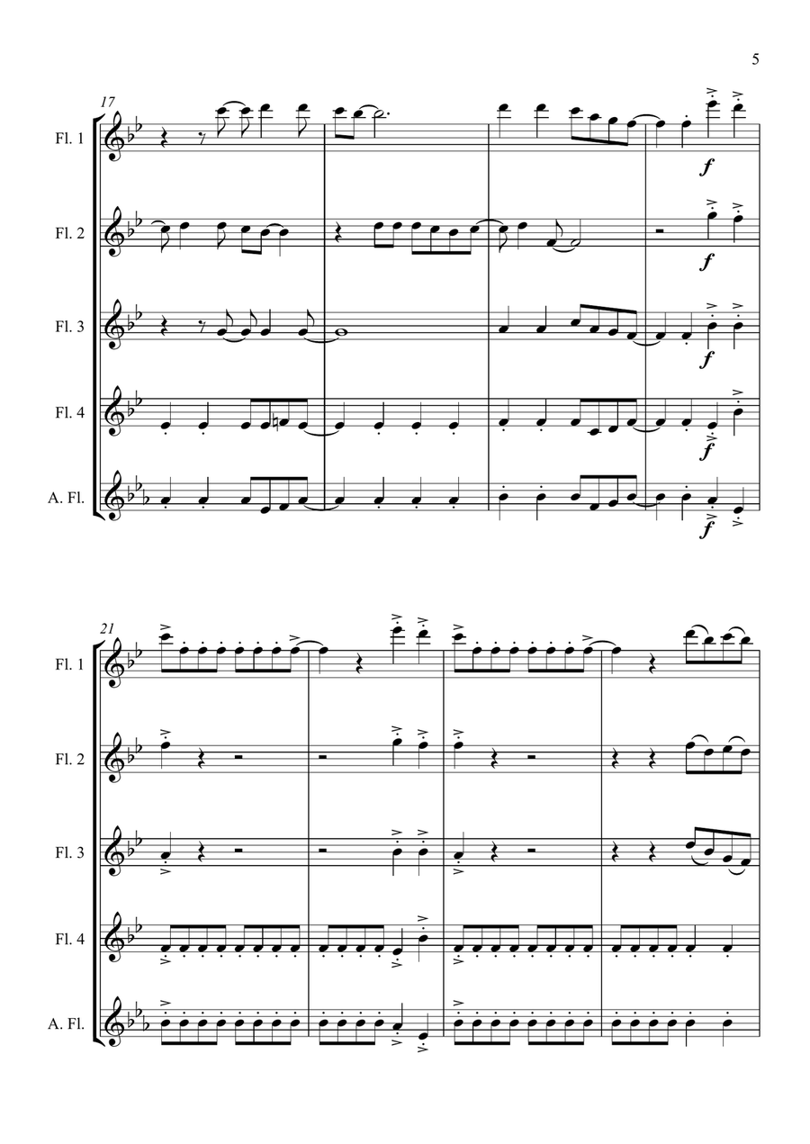 Mamma Mia Mamma Mia Flute Quartet scores gallery preview page 5