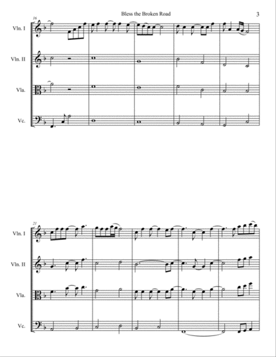 Bless The Broken Road Bless The Broken Road String Quartet scores gallery preview page 3