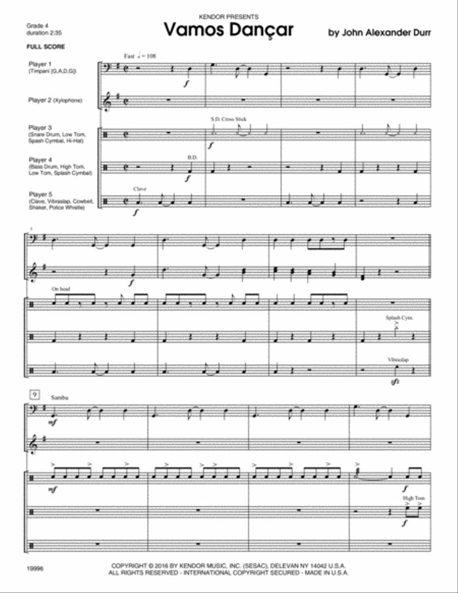 Vamos Dancar Vamos Dancar Percussion scores gallery preview page 2