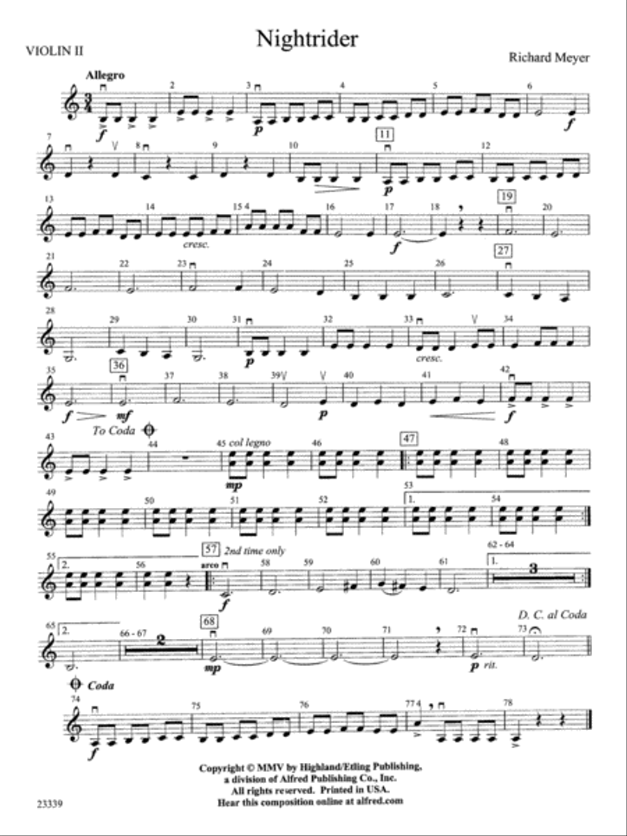 Nightrider: 2nd Violin String Orchestra scores gallery preview page 1