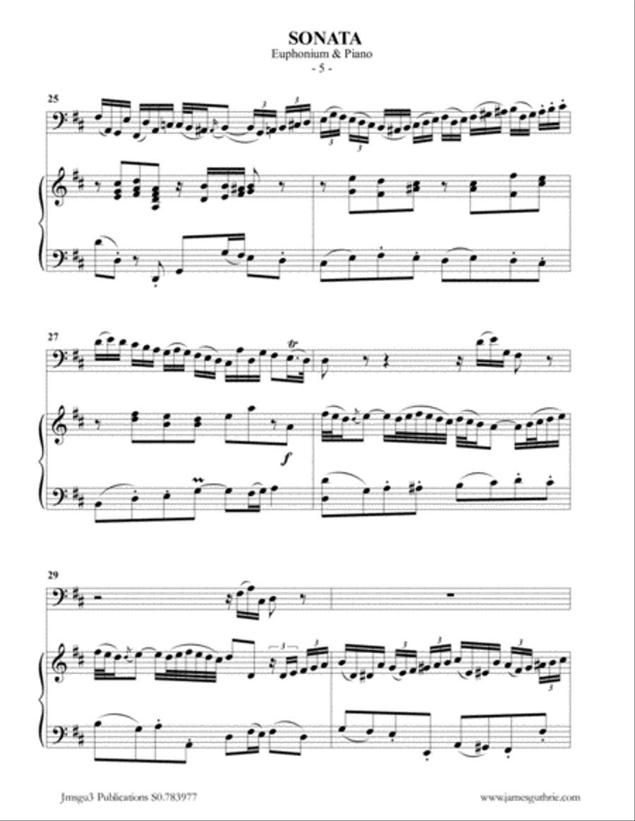 BACH: Sonata BWV 1030 for Euphonium & Piano Brass Duet scores gallery preview page 5