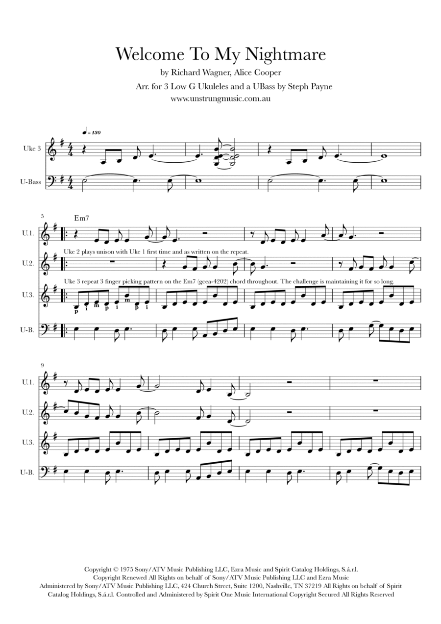 Welcome To My Nightmare Ukulele scores gallery preview page 1