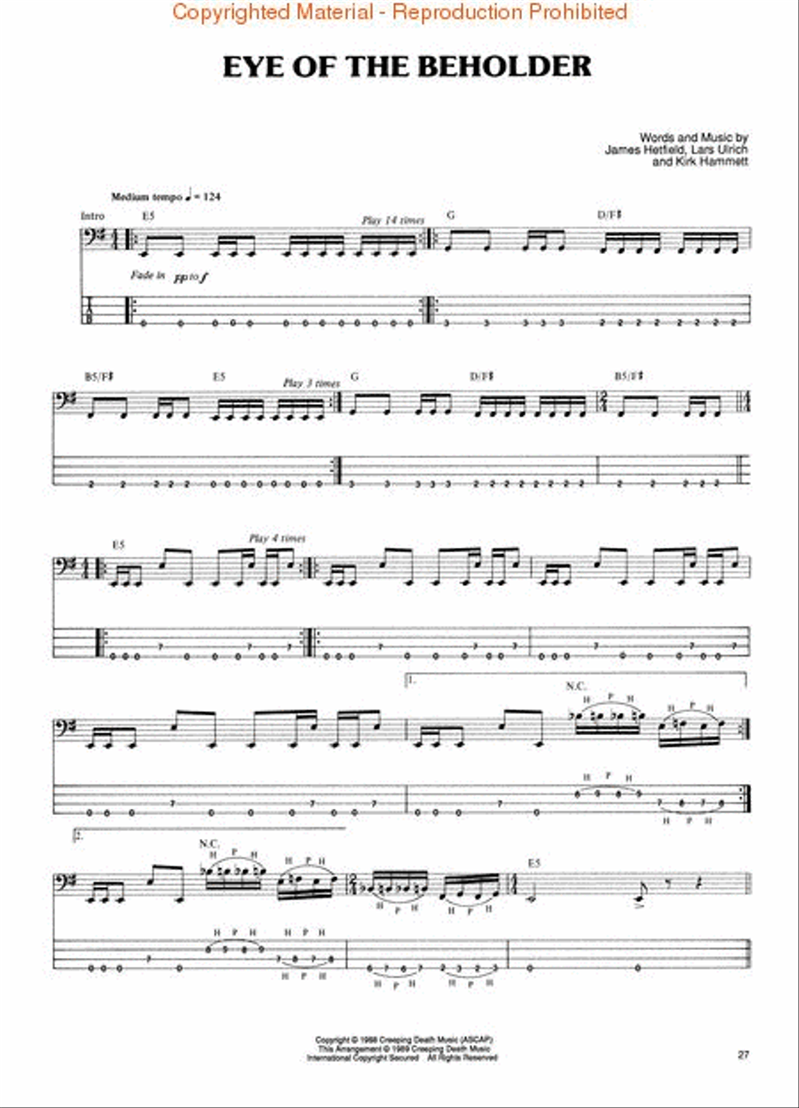 And Justice for All - Bass Bass Guitar Tablature scores gallery preview page 4