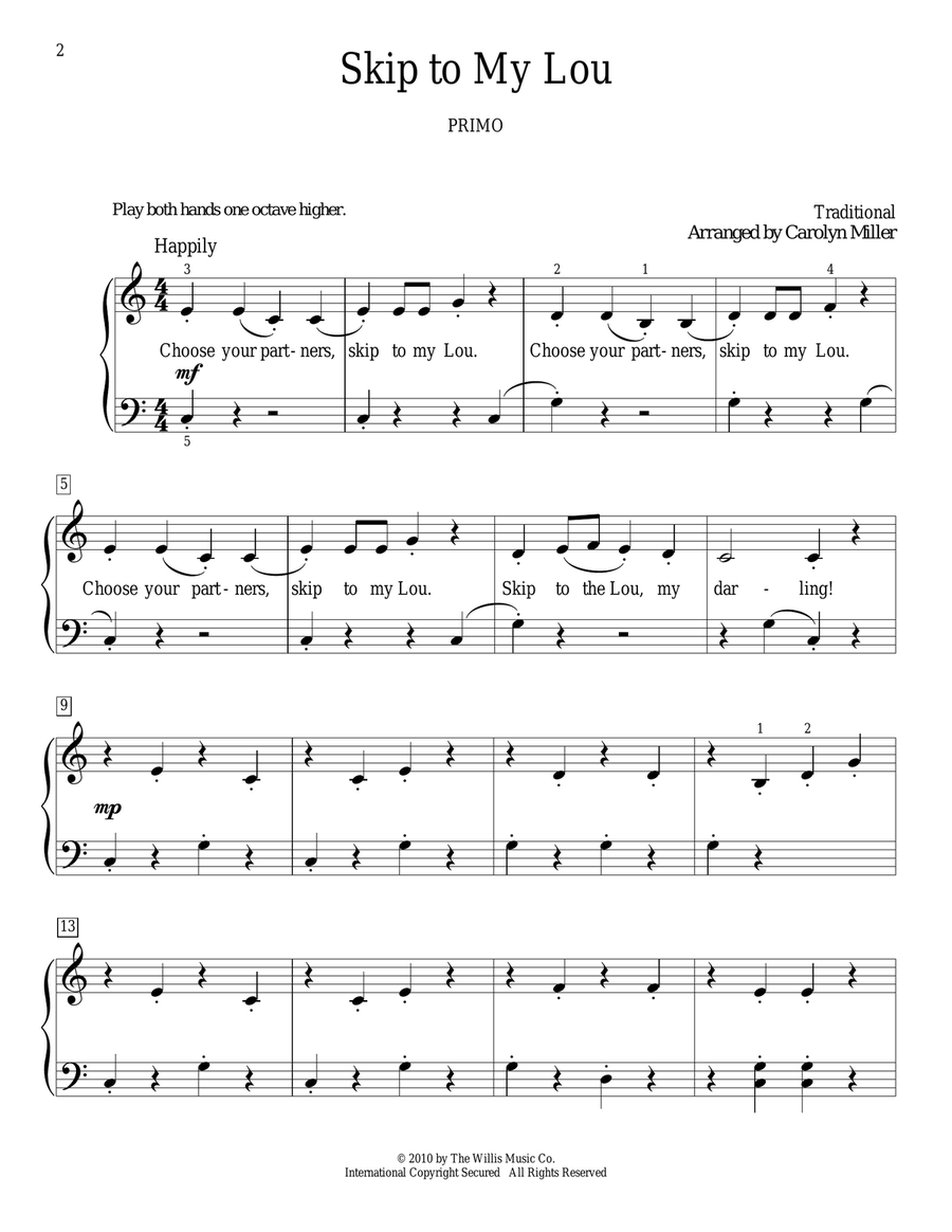Skip To My Lou Piano Duet scores gallery preview page 2