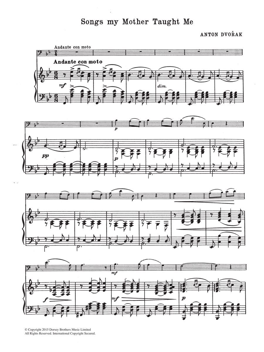 Songs My Mother Taught Me Cello Solo scores gallery preview page 1