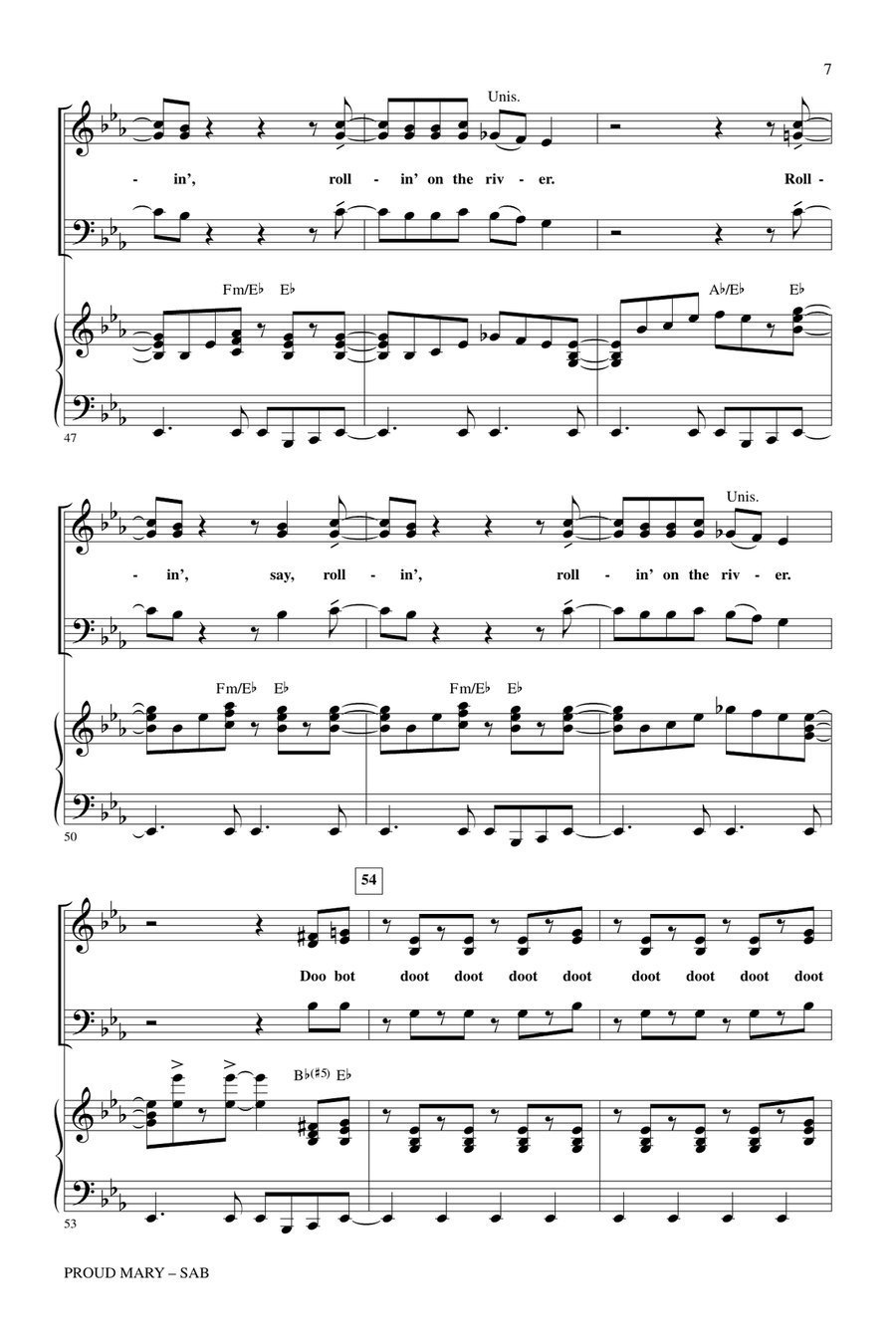 Proud Mary (arr. Kirby Shaw) 3-Part scores gallery preview page 6