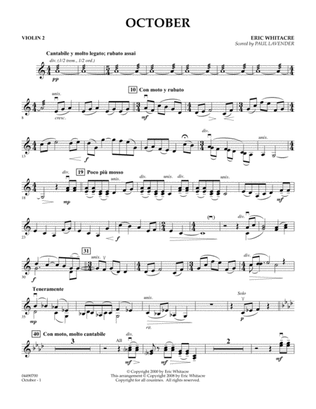 October - Violin 2 (arr. Paul Lavender)