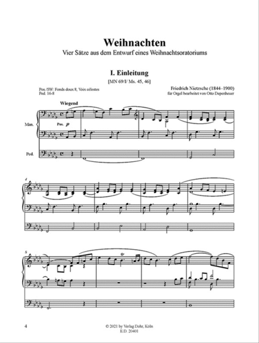 Weihnachten (für Orgel) (Vier Sätze aus dem Entwurf eines Weihnachtsoratoriums) Organ scores gallery preview page 2
