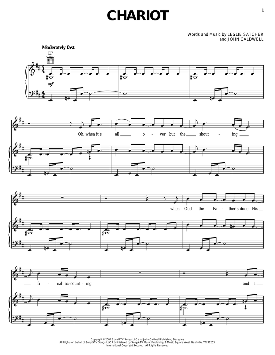 Chariot Chariot Piano, Vocal, Guitar scores gallery preview page 1