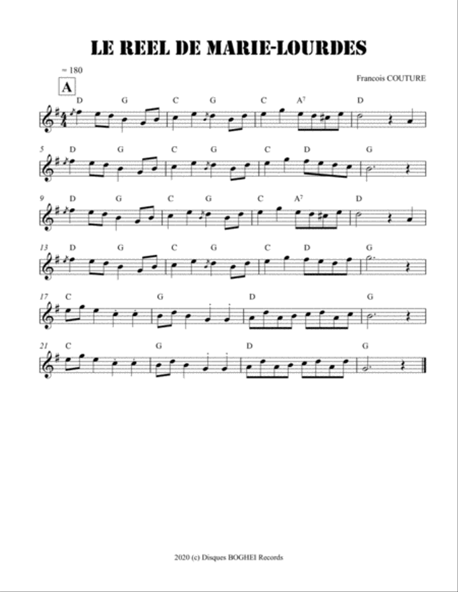 LE REEL DE MARIE-LOURDES Piano - Digital Sheet Music