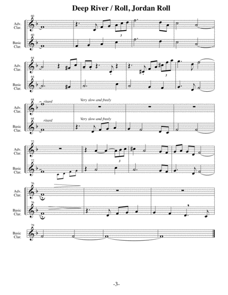 Deep River with Roll Jordan Roll (Arrangements Level 2 thru 5 for CLARINET + Written Acc) Hymn image number null