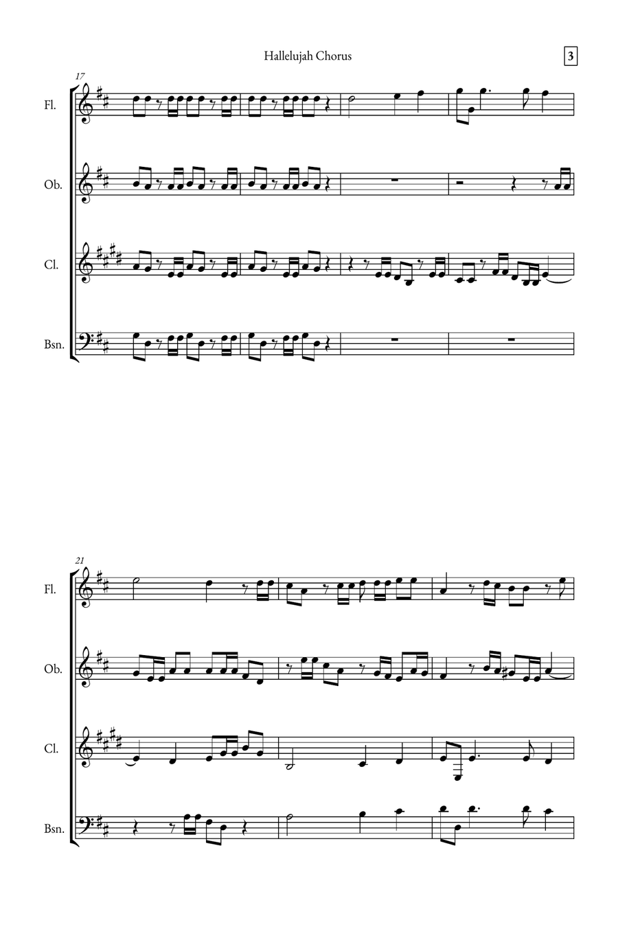 Hallelujah Chorus Woodwind Quartet scores gallery preview page 3