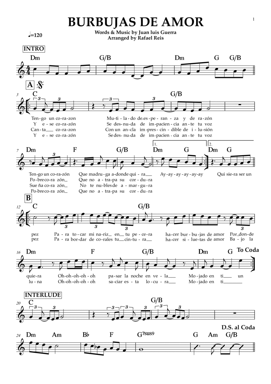 Burbujas De Amor Burbujas De Amor Piano scores gallery preview page 1