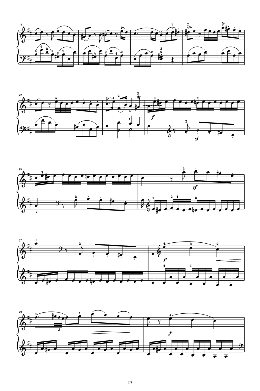 Sonata in D major K311 First Movement Piano Solo scores gallery preview page 2