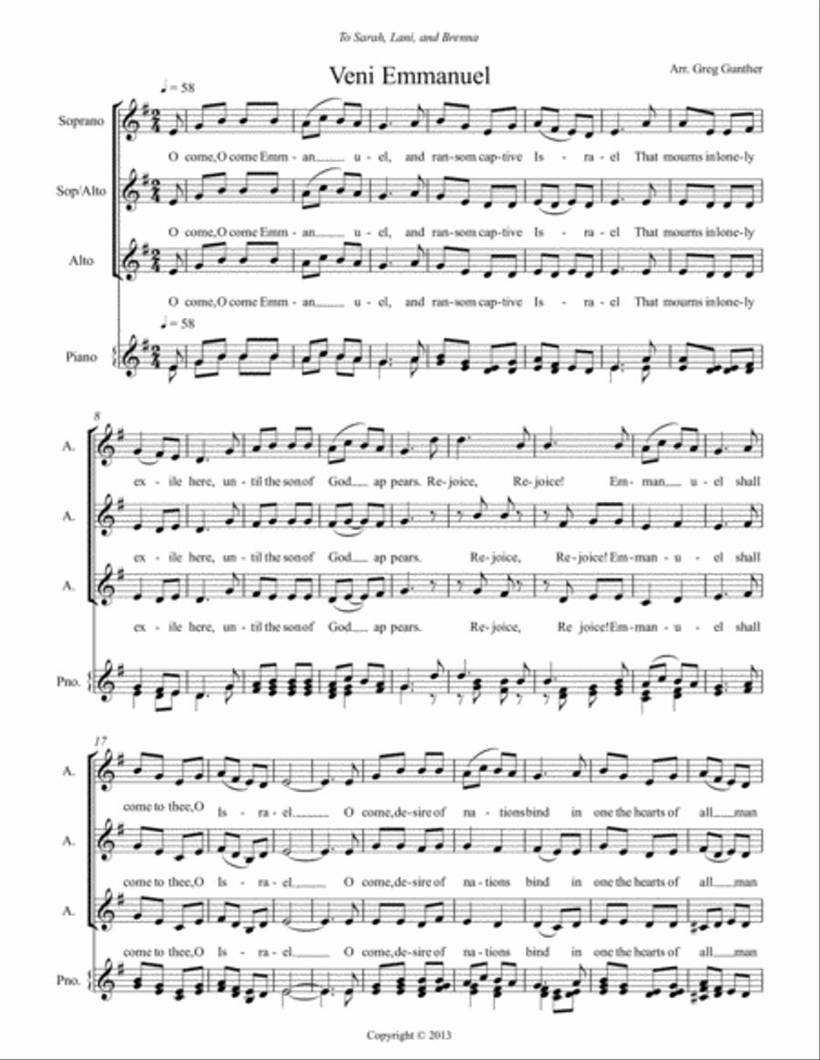 Veni Emmanuel SSA scores gallery preview page 1