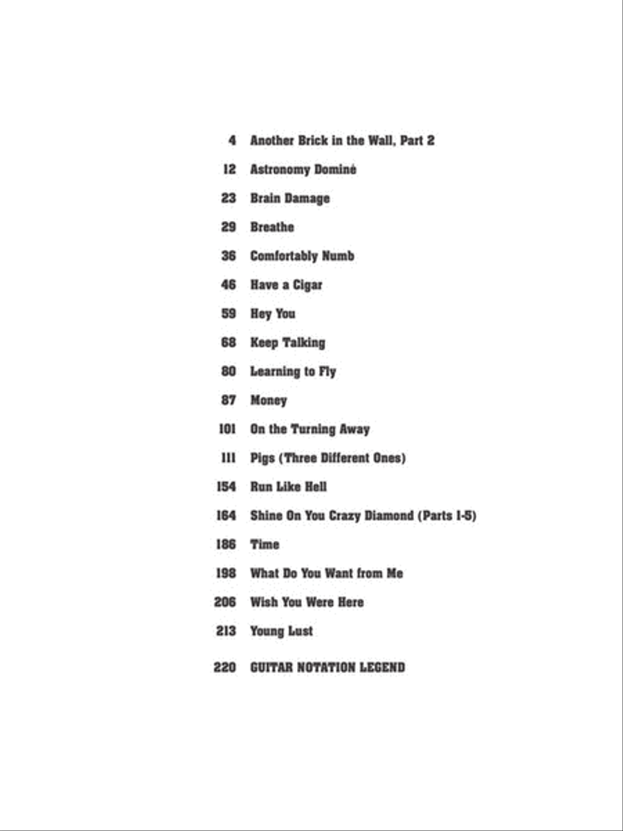 Pink Floyd – Guitar Anthology Electric Guitar scores gallery preview page 2