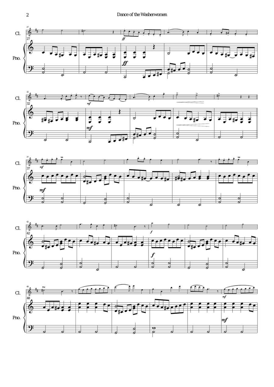 Dance of the Washerwomen (with Hupfauf) for clarinet and piano Clarinet Solo scores gallery preview page 3