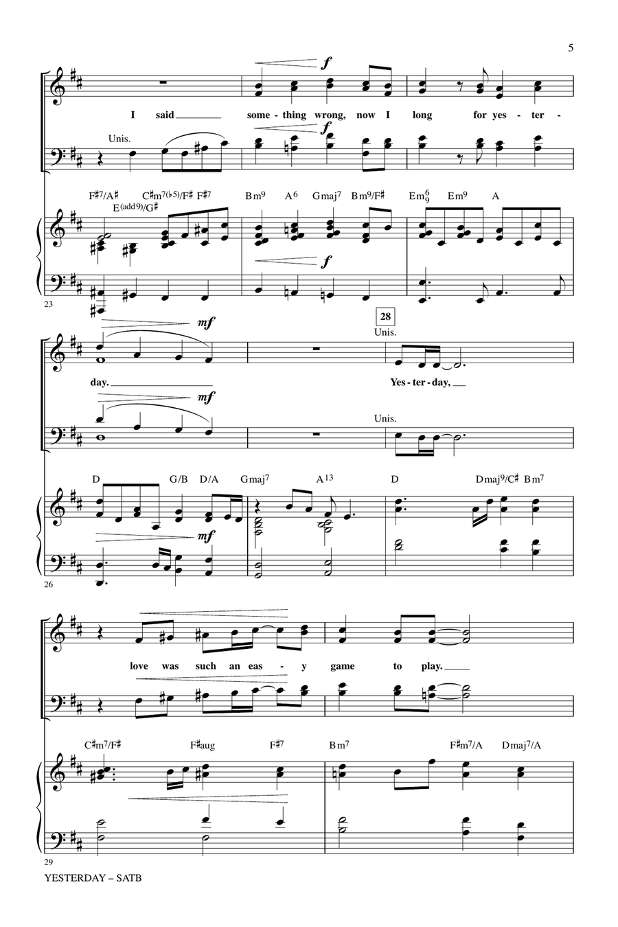 Yesterday 4-Part scores gallery preview page 4