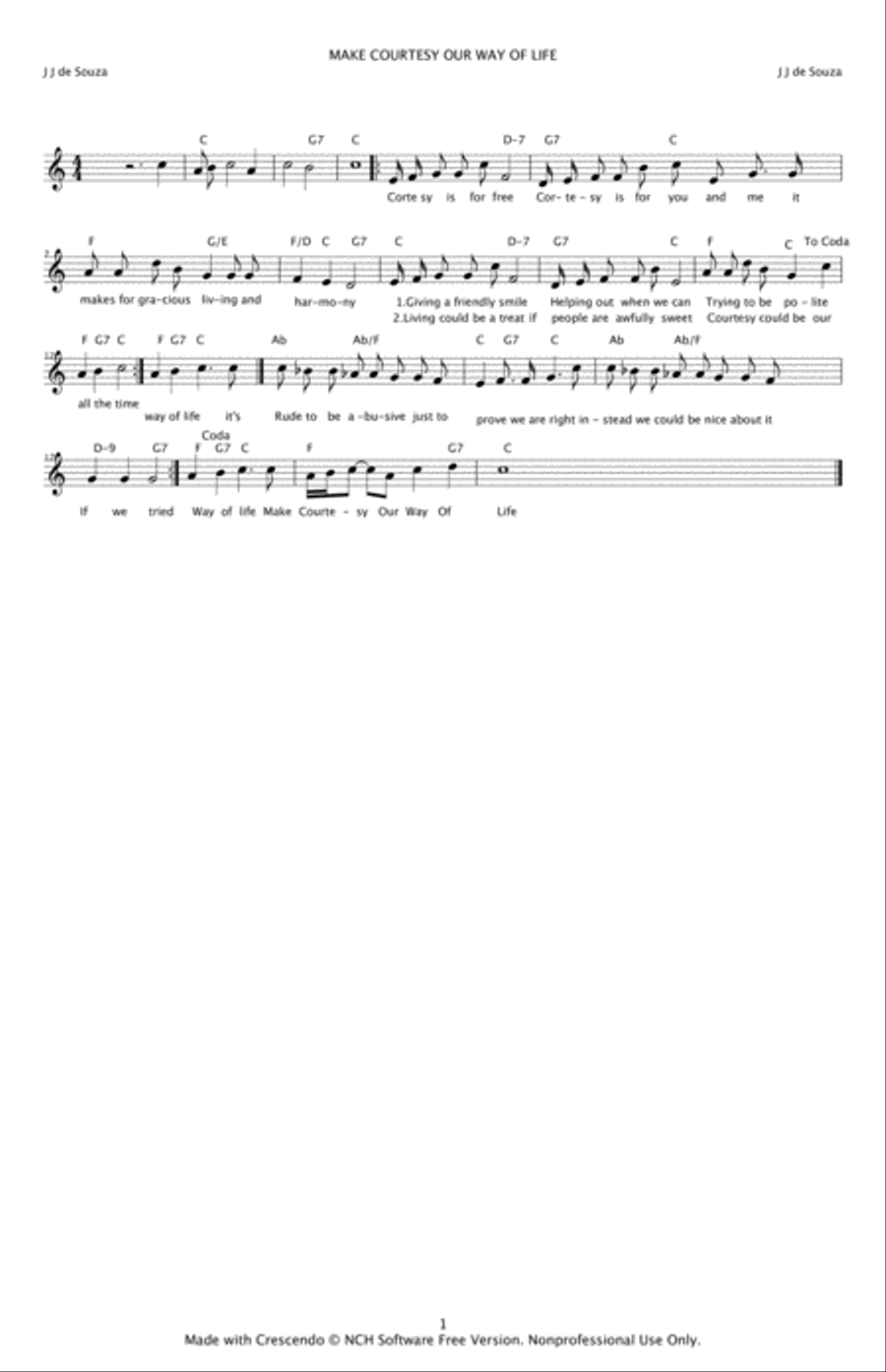 Make Courtesy Our Way Of Life Small Ensemble scores gallery preview page 1