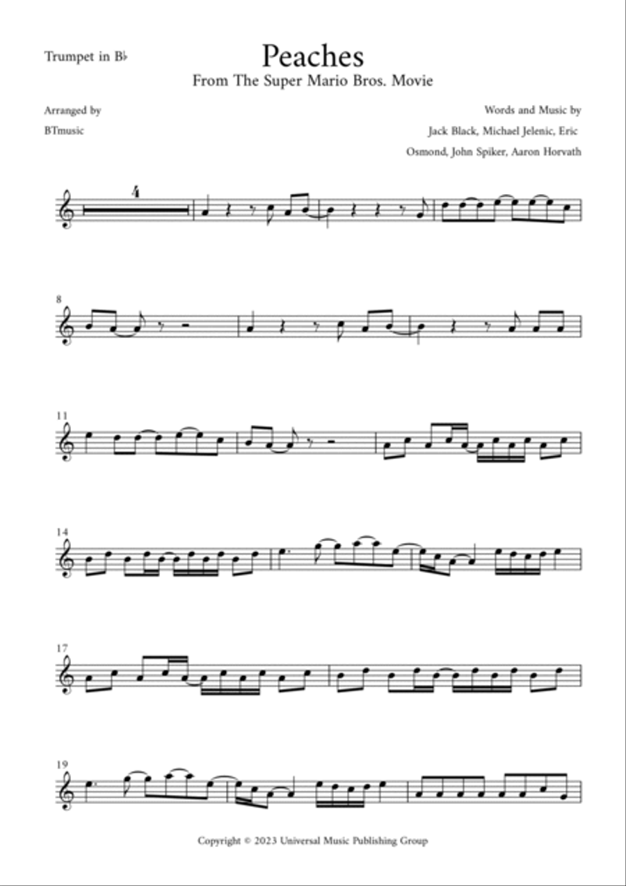 Peaches B-Flat Trumpet scores gallery preview page 4