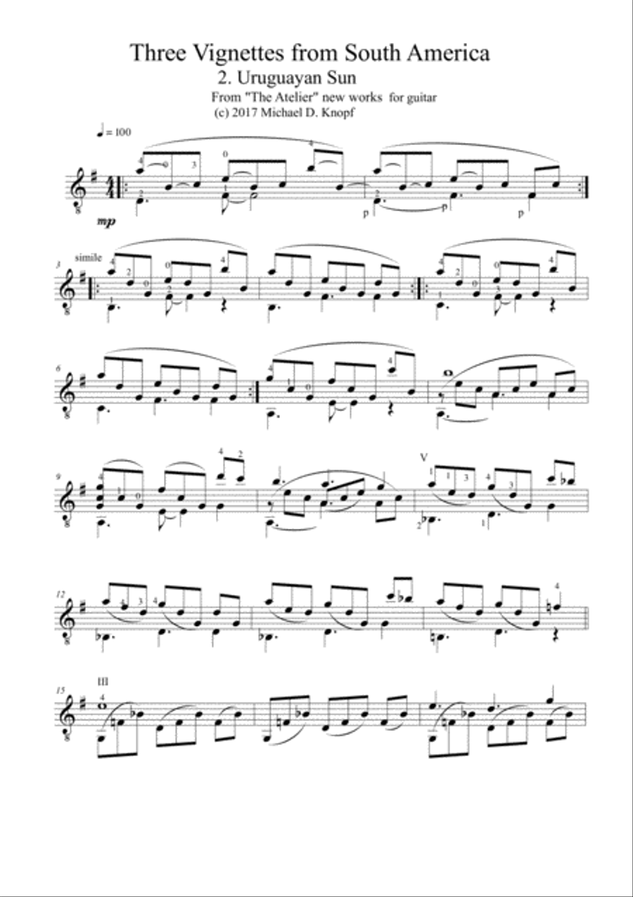 Three Vignettes from South America for solo guitar Guitar Solo scores gallery preview page 4