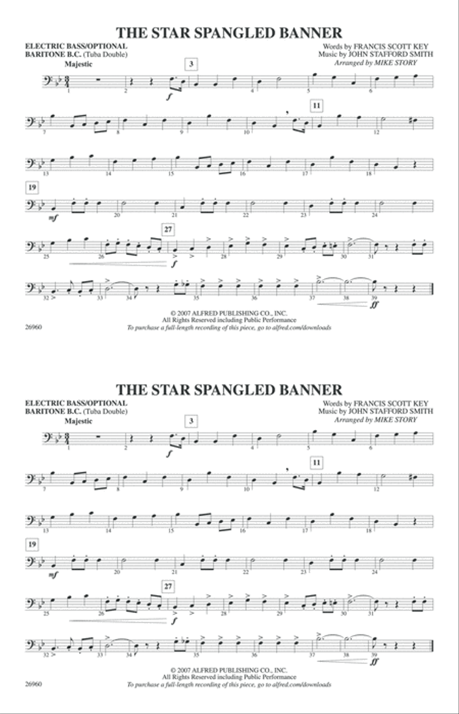 The Star-Spangled Banner: Electric Bass Marching Band scores gallery preview page 1