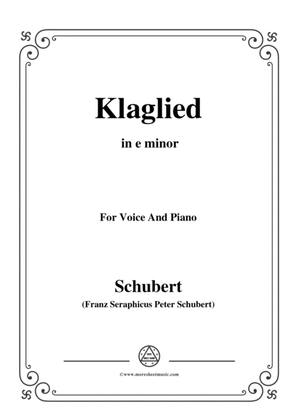 Schubert-Klaglied,Op.131 No.3,in e minor,for Voice&Piano