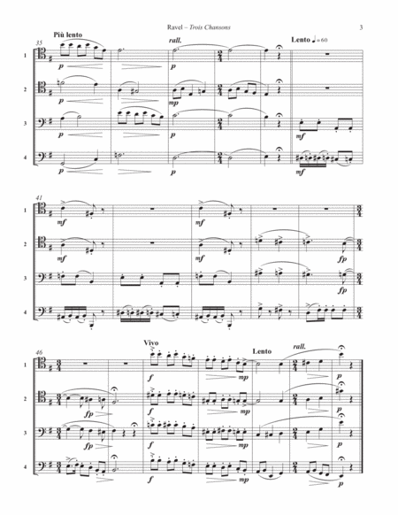 Trois Chansons (Three Songs) for Trombone Quartet