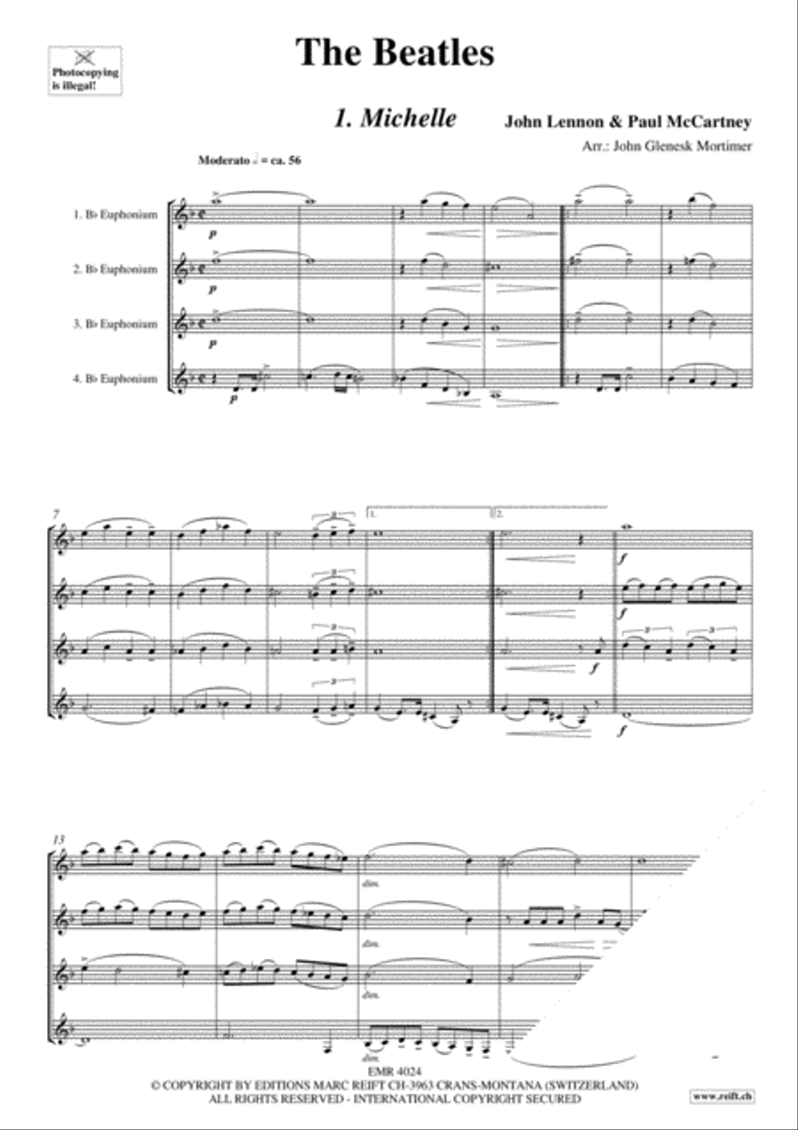 The Beatles The Beatles Euphonium Quartet scores gallery preview page 3