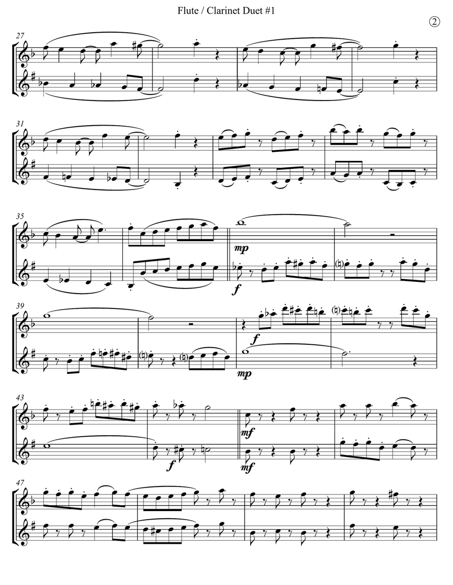 Flute / Clarinet Duet #1 Woodwind Duet scores gallery preview page 2