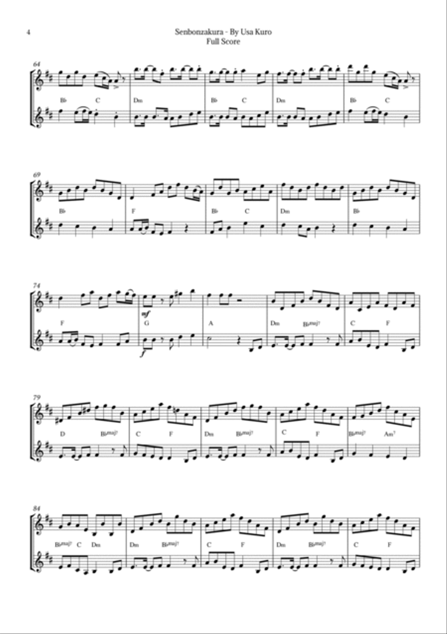Senbonzakura Woodwind Duet scores gallery preview page 4