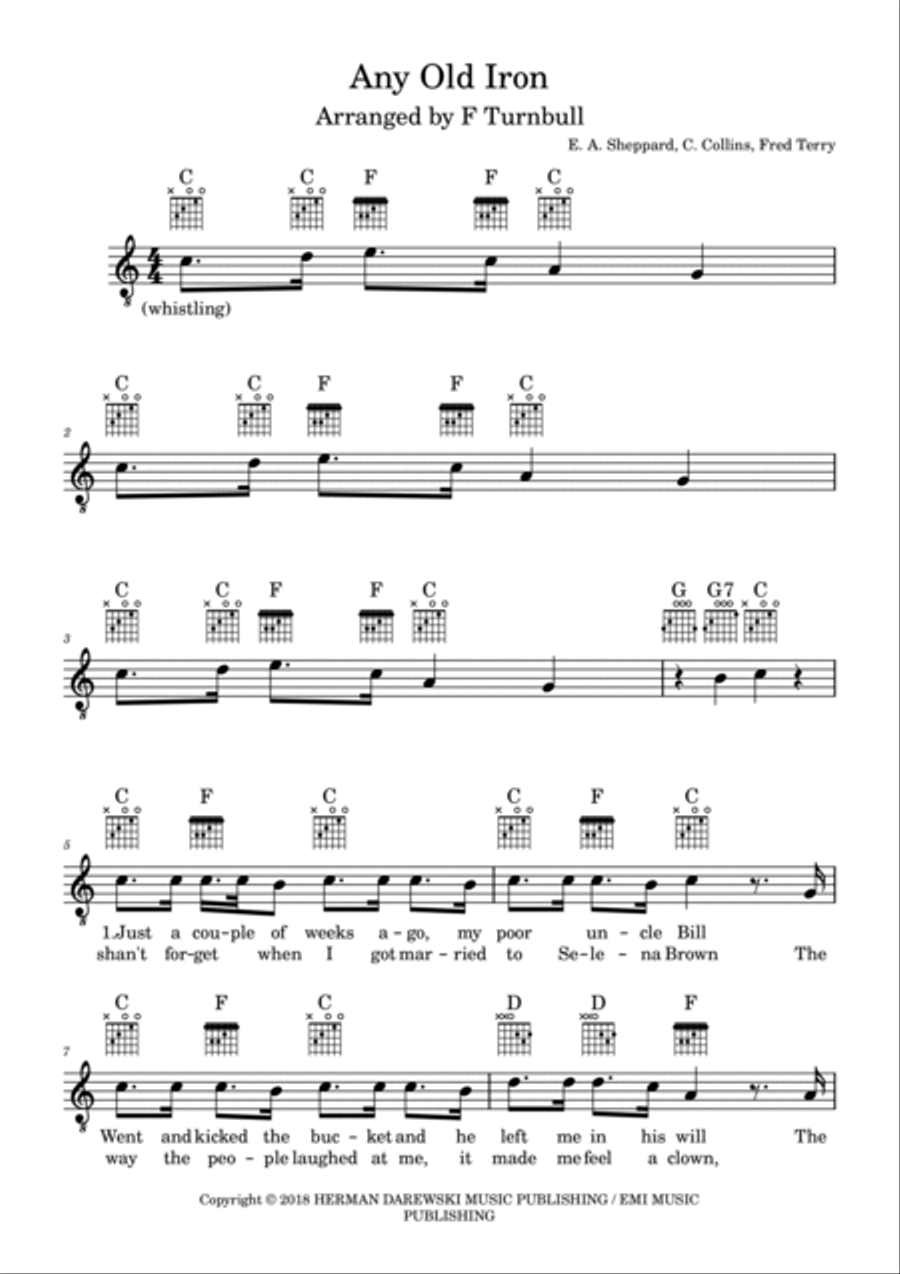 Any Old Iron Any Old Iron Piano, Vocal, Guitar scores gallery preview page 2