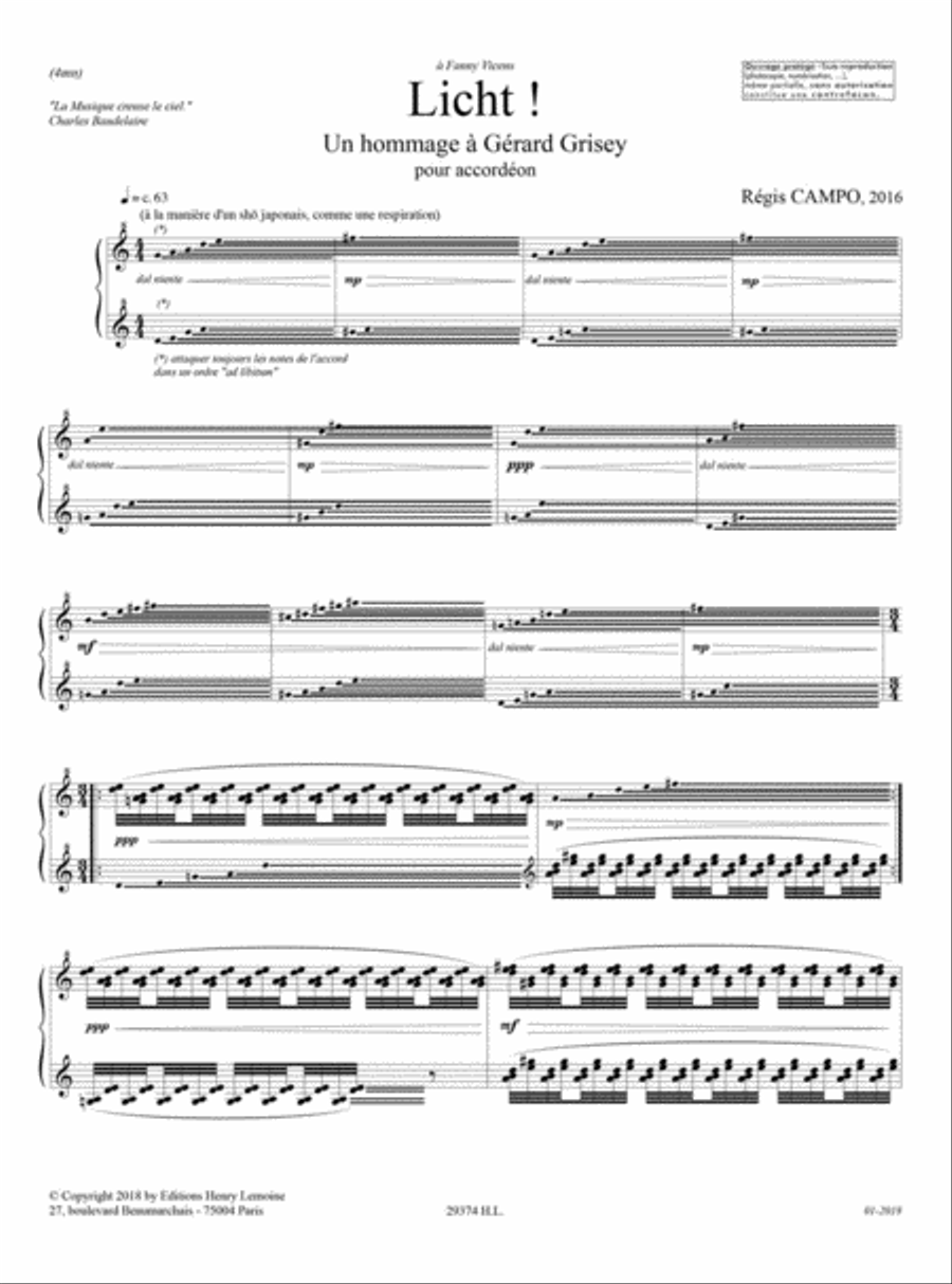Licht ! Un hommage a Gerard Grisey Accordion scores gallery preview page 2