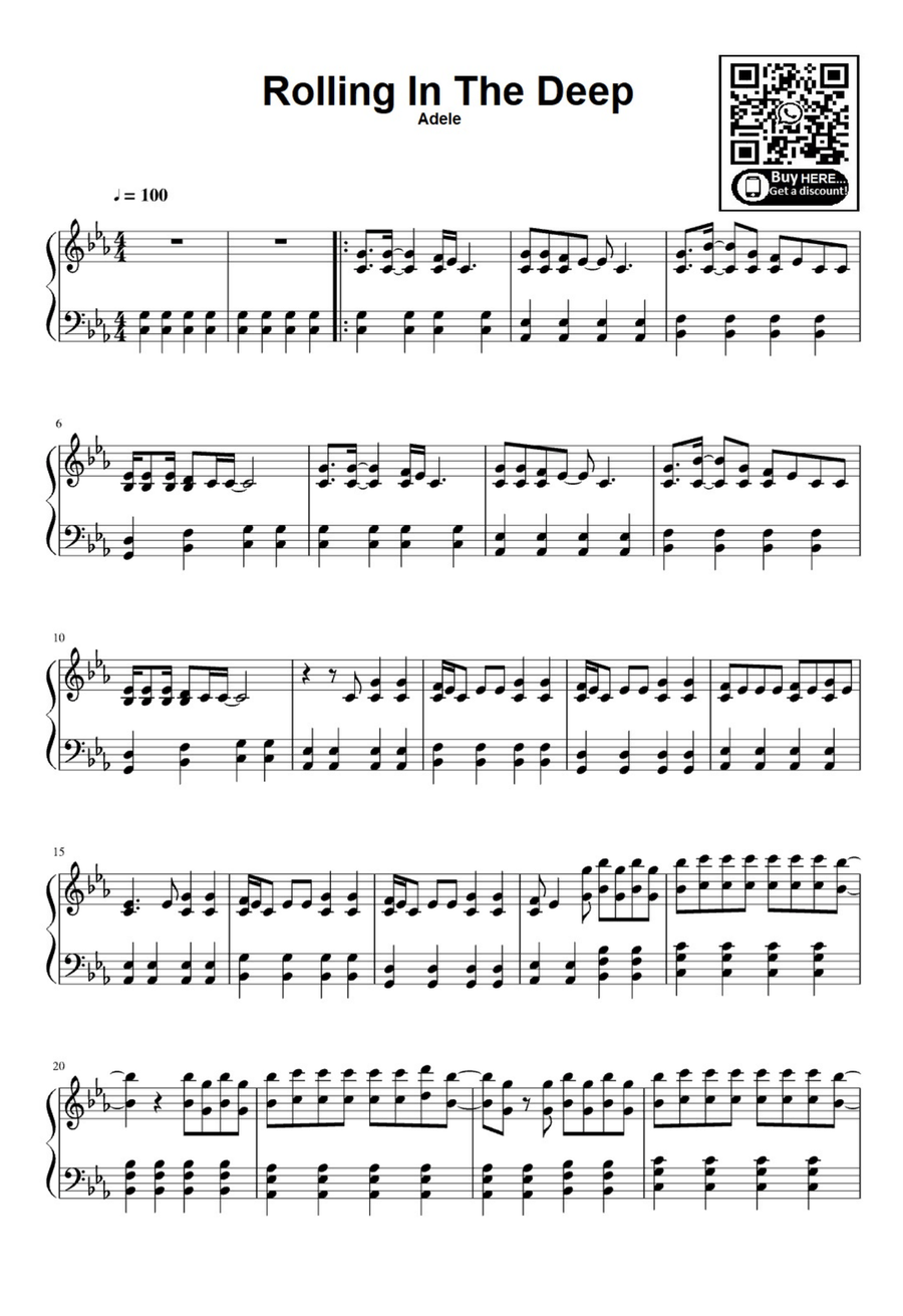 Rolling In The Deep Easy Piano scores gallery preview page 1