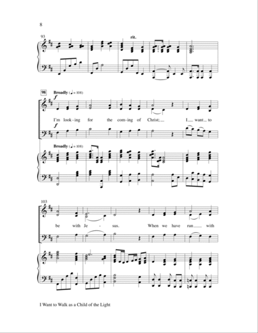 I Want to Walk as a Child of the Light 3-Part scores gallery preview page 8