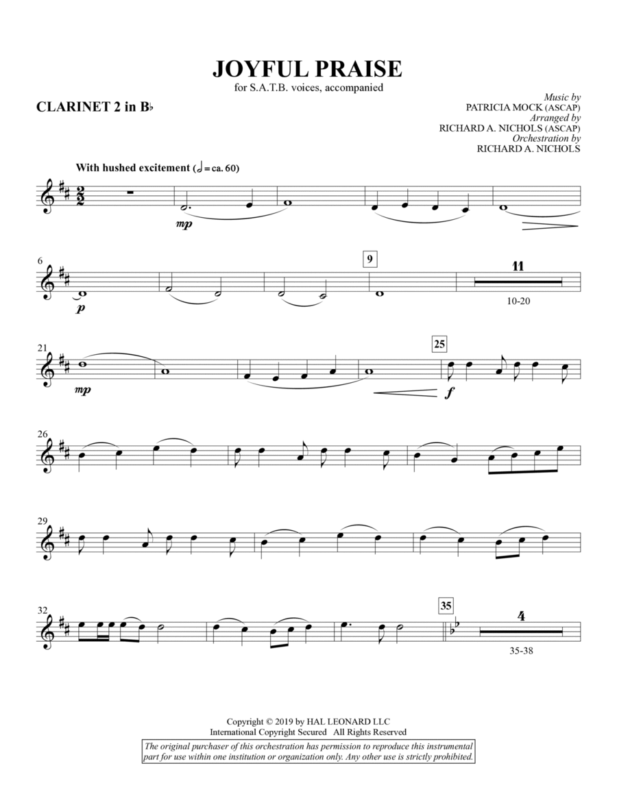 Joyful Praise - Bb Clarinet 2 Choir scores gallery preview page 1