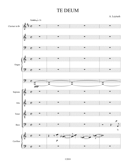 Arkady Leytush - "TE DEUM", for Tenor, Bass, (SATB) Choir & Children Chorus, Clarinet, Guitar, Cari image number null