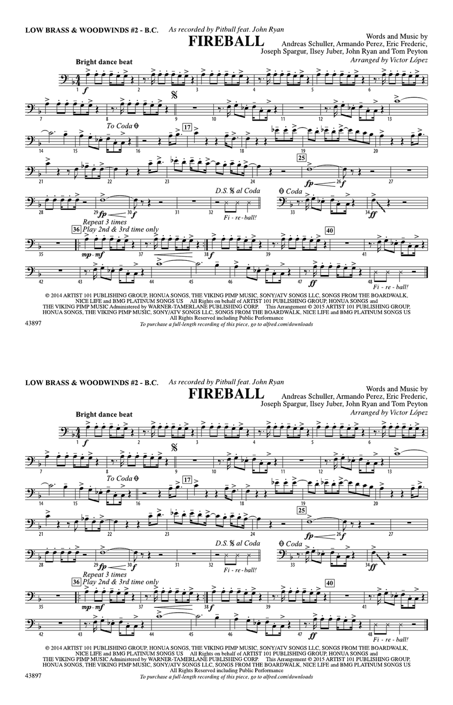 Fireball: Low Brass & Woodwinds #2 - Bass Clef