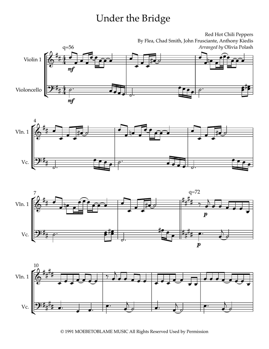 Under The Bridge Piano Trio scores gallery preview page 1