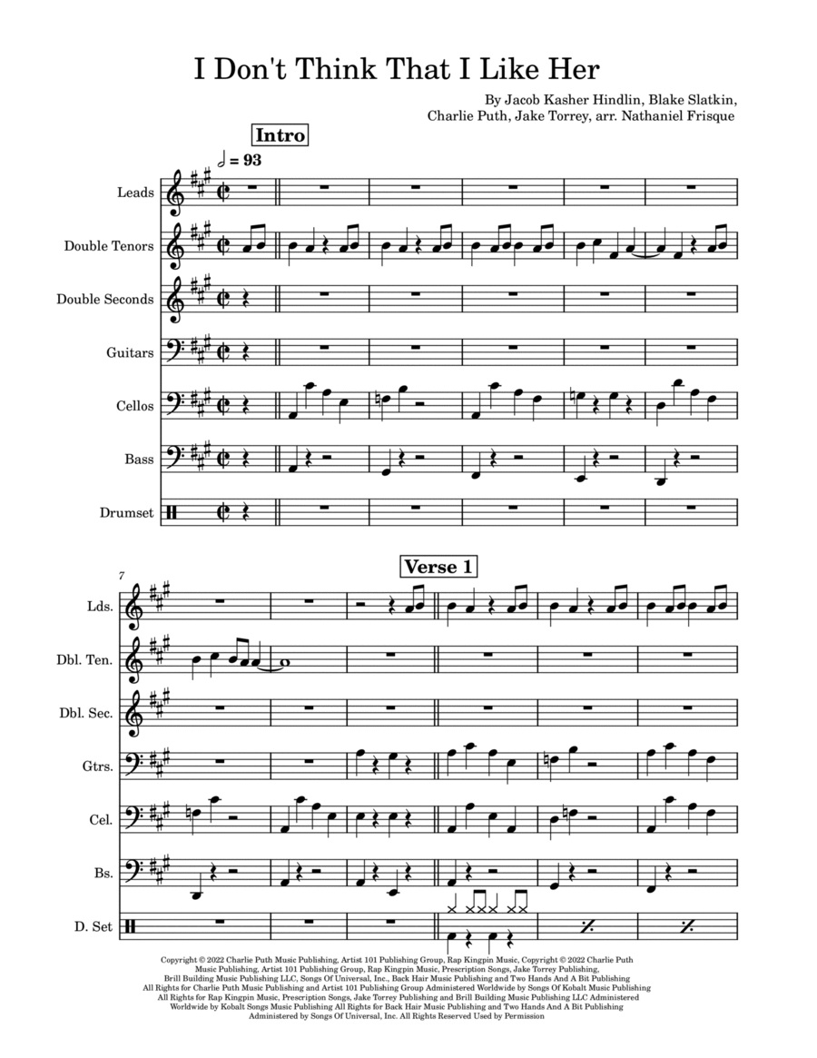 I Don't Think That I Like Her Steel Drum Band scores gallery preview page 1