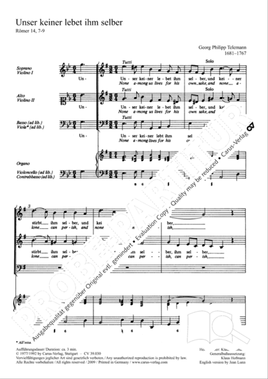 Among us lives for his own sake (Unser keiner lebt ihm selber) SA scores gallery preview page 3