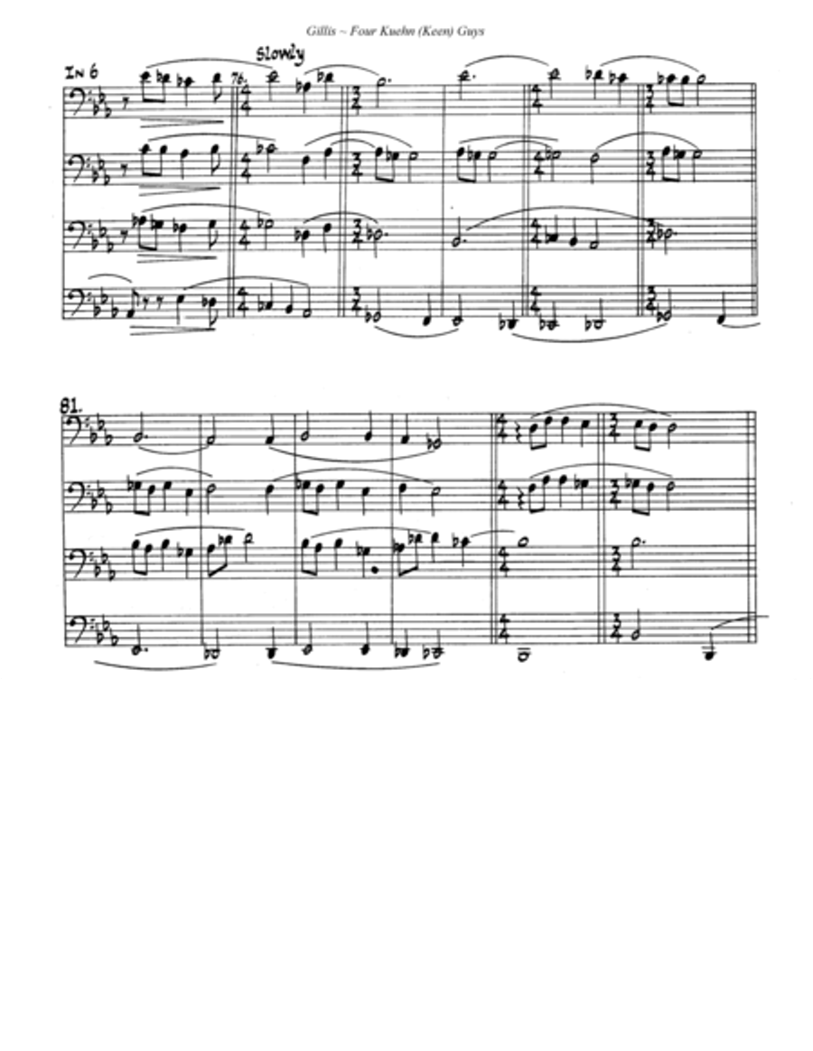 Four Kuehn (Keen) Guys for Tuba Quartet or Bass Trombone Quartet Trombone Quartet scores gallery preview page 4