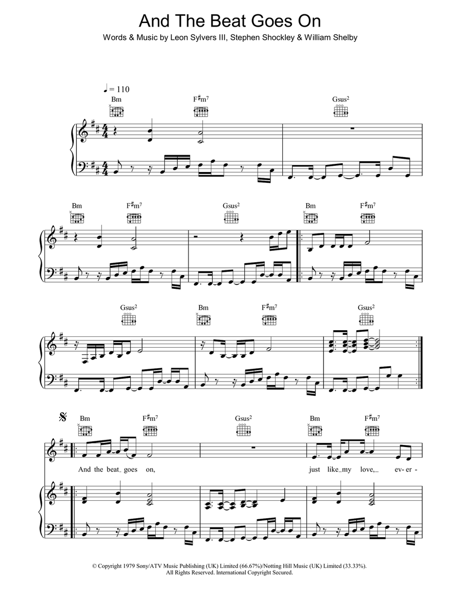 And The Beat Goes On Piano, Vocal, Guitar scores gallery preview page 1