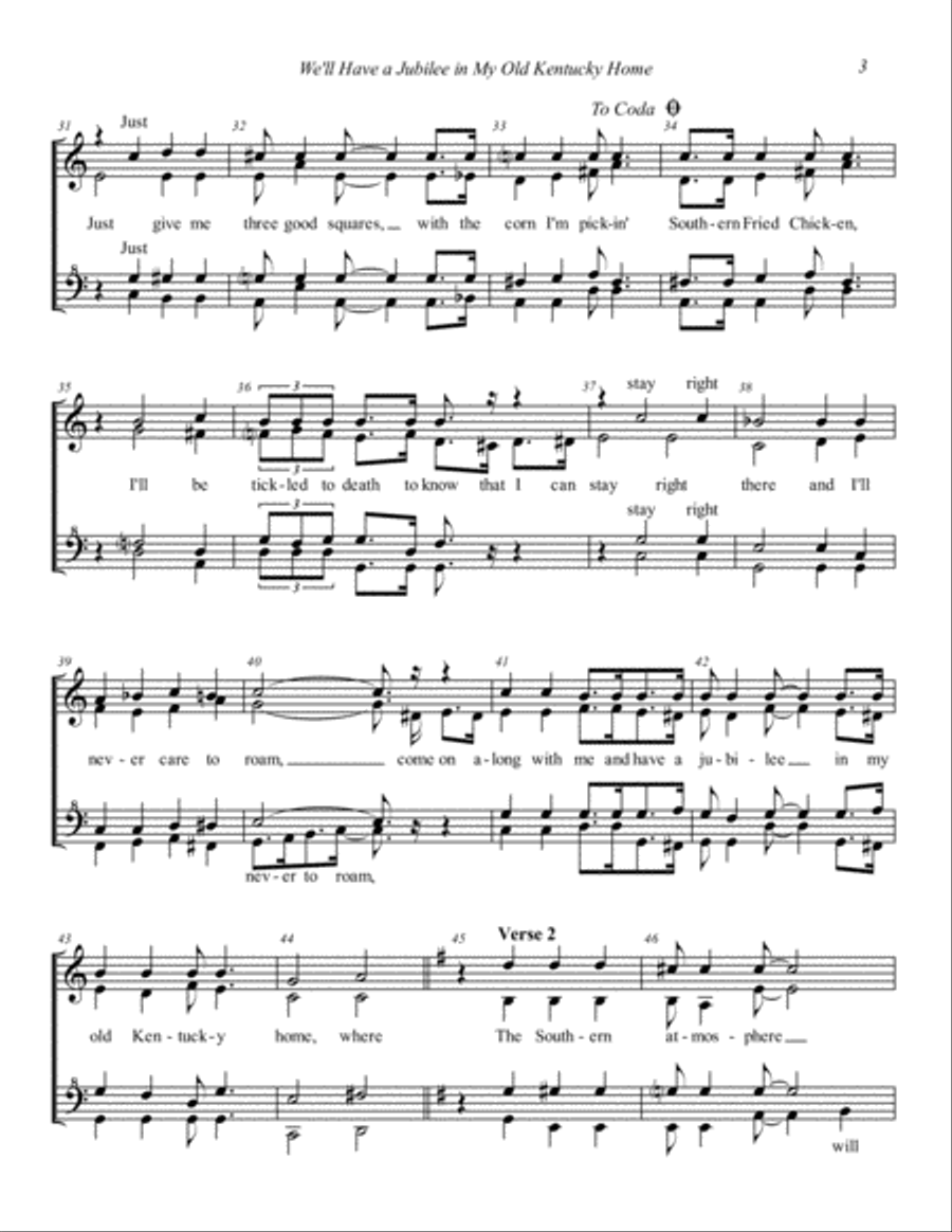We'll Have a Jubilee In My Old Kentucky Home SSAA scores gallery preview page 3