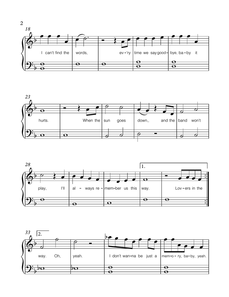 Always Remember Us This Way Easy Piano scores gallery preview page 2