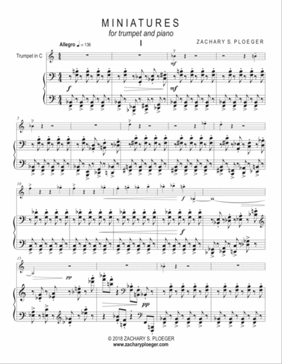 Miniatures for Trumpet and Piano Trumpet Solo scores gallery preview page 5