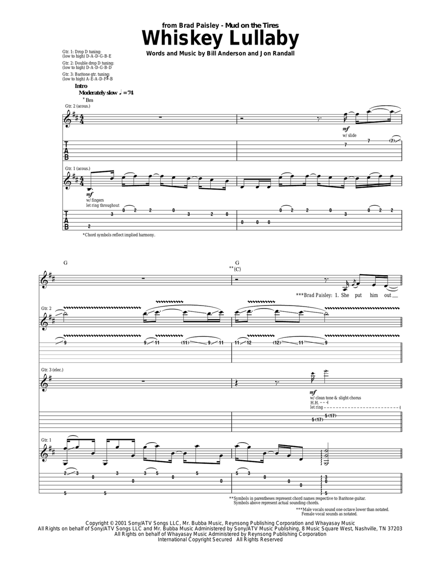 Whiskey Lullaby Acoustic Guitar scores gallery preview page 1