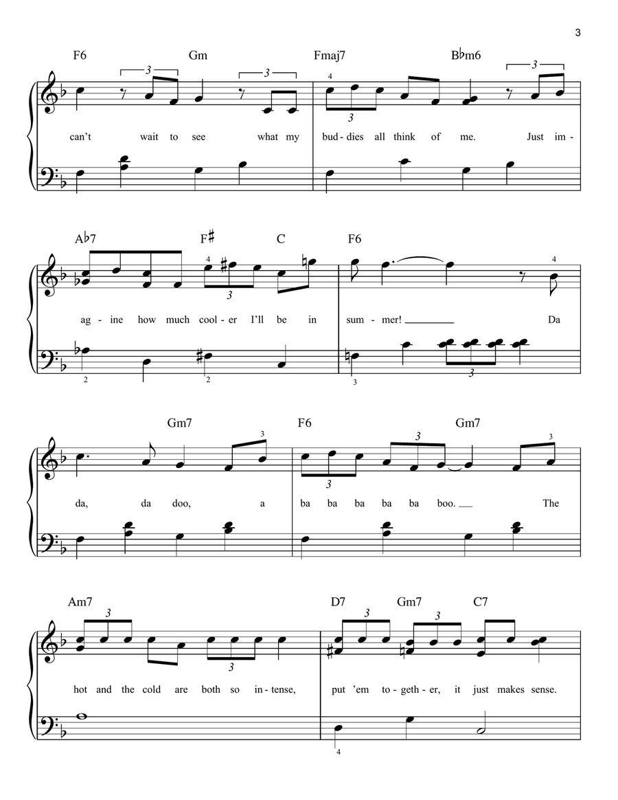 In Summer (from Frozen) In Summer (from Frozen) Easy Piano scores gallery preview page 3