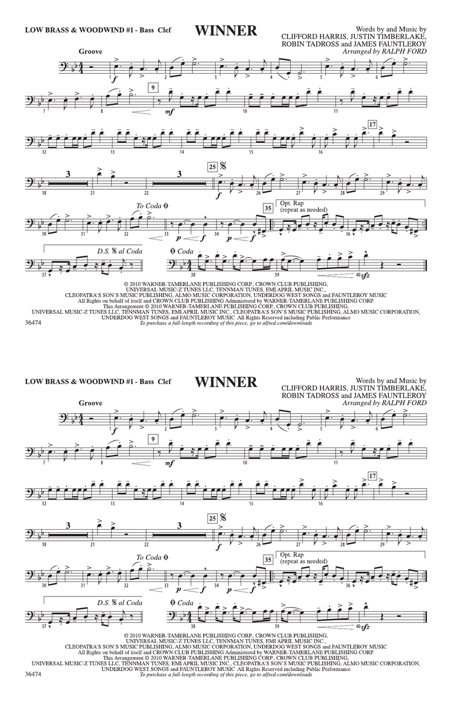 Winner: Low Brass & Woodwinds #1 - Bass Clef
