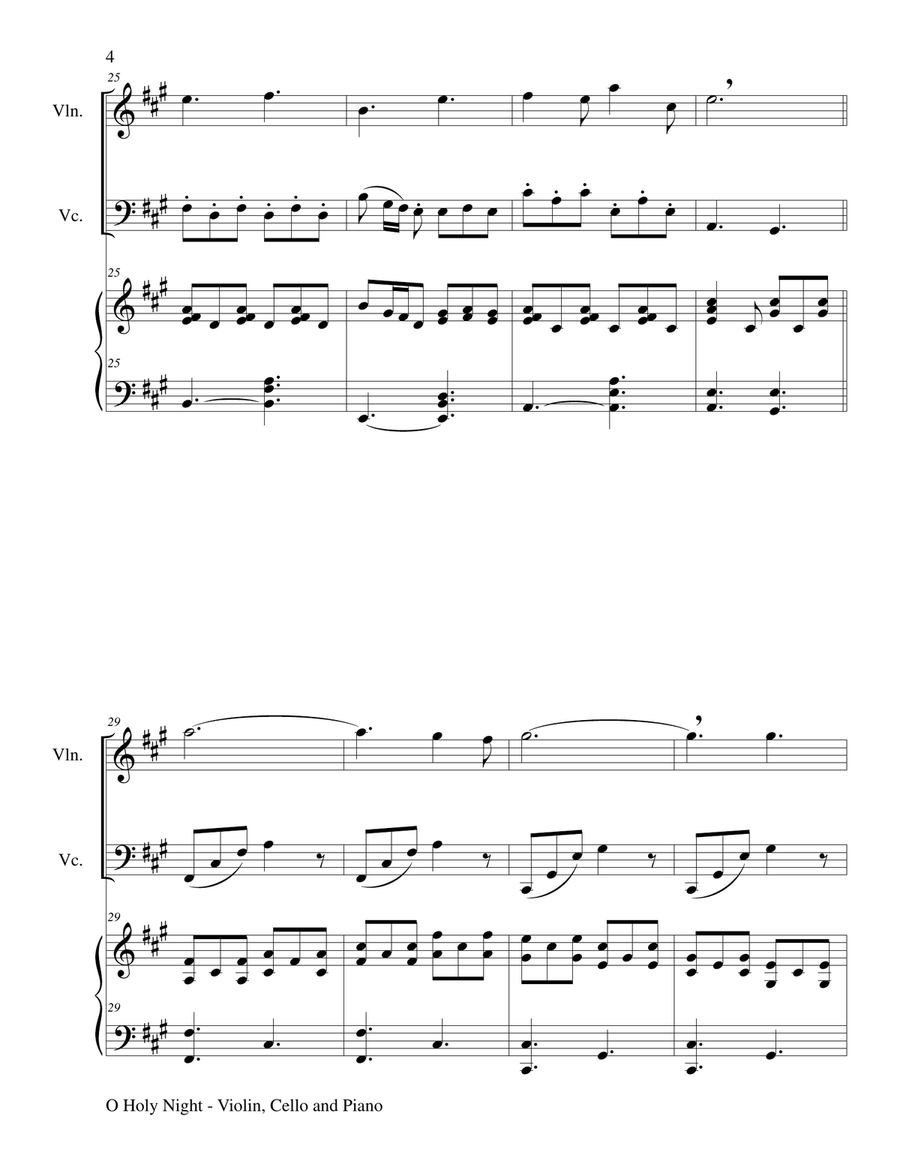O HOLY NIGHT (Trio – Violin, Cello and Piano with Parts) Piano Trio scores gallery preview page 5